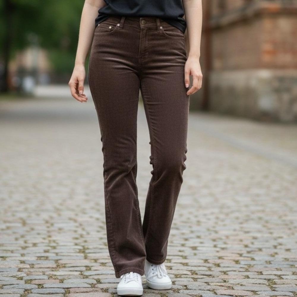 Pilcro and the Letterpress Brown Corduroy Straight Leg Pants Womens 26 Mid Rise